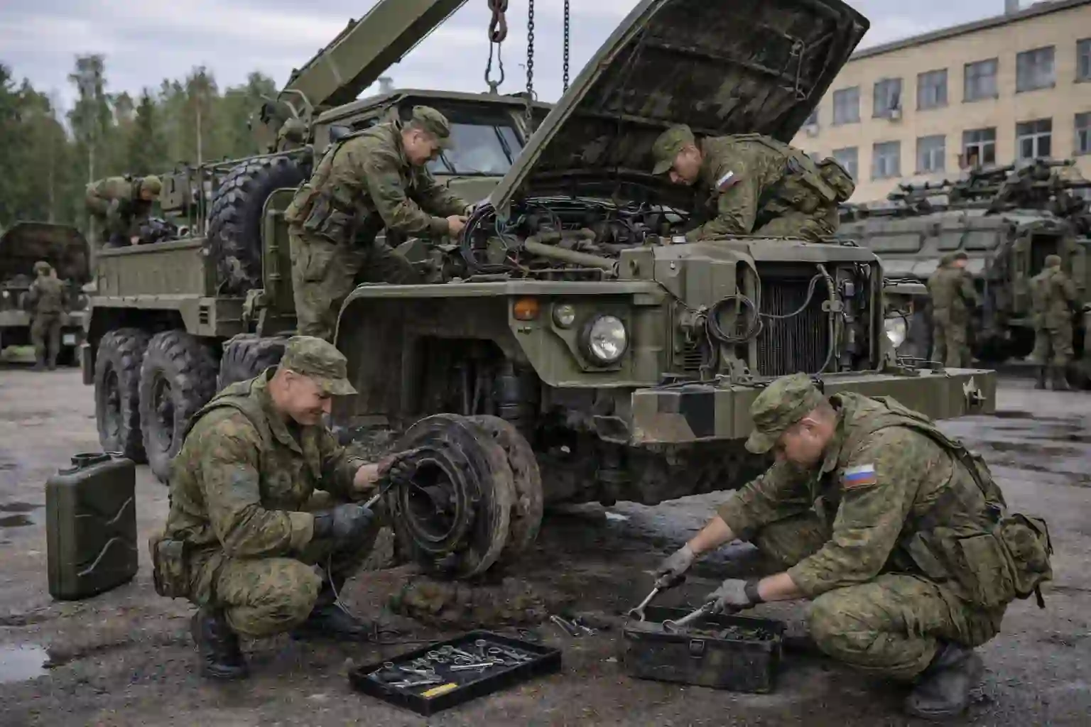 Ремонт танка в рембате зоны СВО — работа механиков и сварщиков