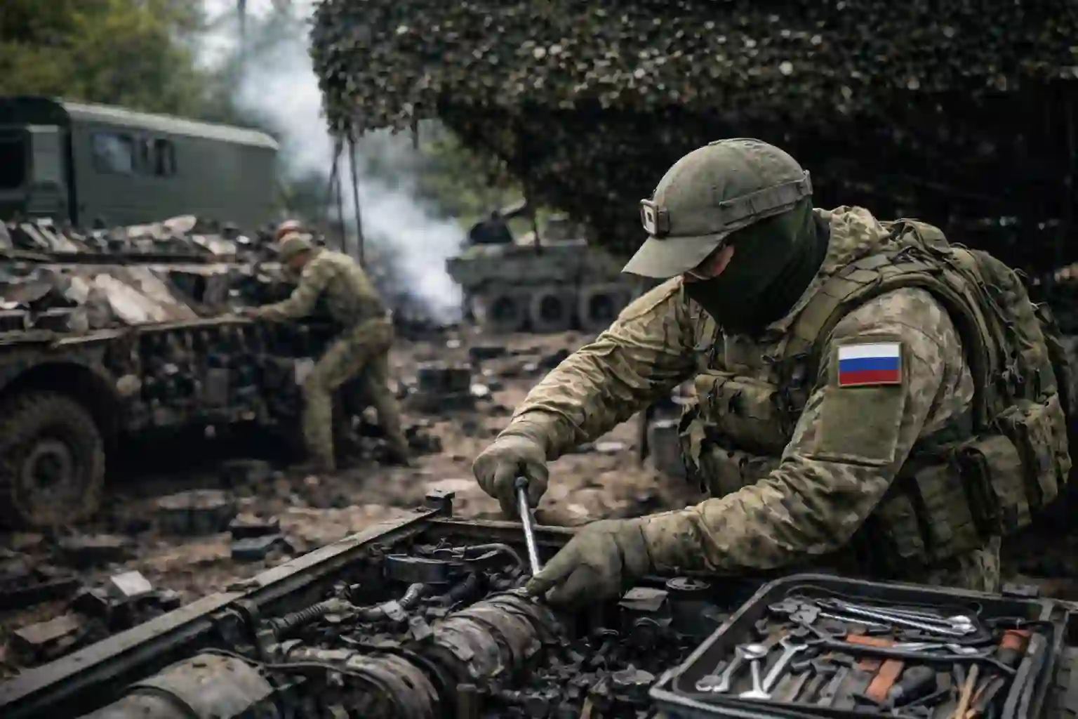 Специалисты рембата ремонтируют технику на СВО