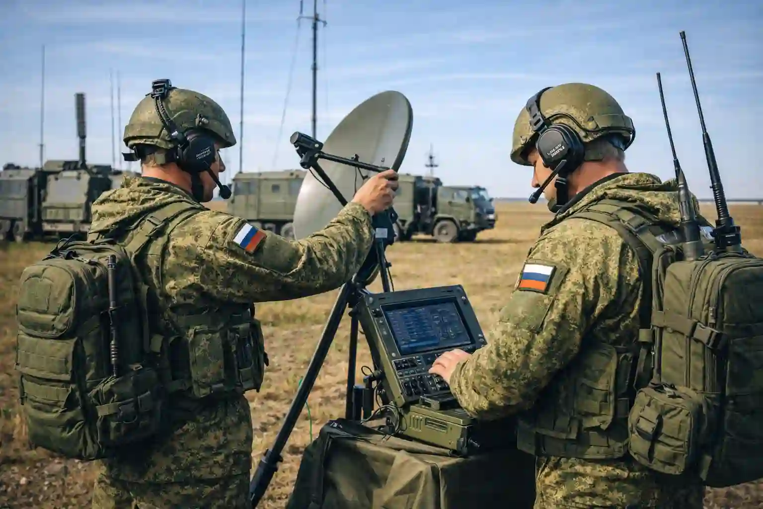 Связист устанавливает связь на передовой СВО